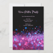 Invitation Retro Neon rose Parties scintillant Script Sweet 1 (Dos)