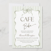 Invitation Retro Neutral Bow Cafe Bebe Coffee Baby Shower (Devant)