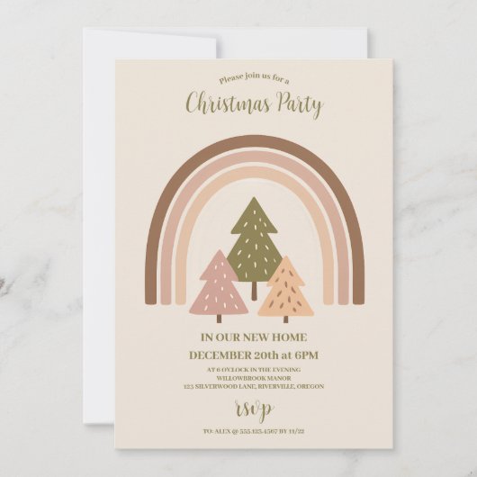 Invitation Retro Neutral Rainbow Merry & Bright  (Devant)