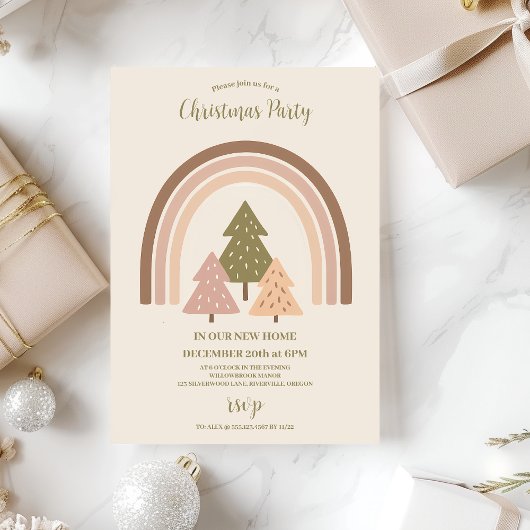 Invitation Retro Neutral Rainbow Merry & Bright 