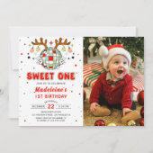 Invitation Retro Noël Anniversaire fête Sweet One Photo (Devant)