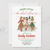 Invitation Retro Noël Floral Joyeux Petite Fête des mariées (Devant)