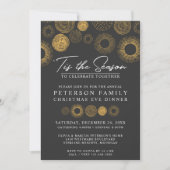 Invitation Retro Noël Gold Burst Dîner de vacances / Fête (Devant)