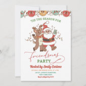 Invitation Retro Noël Père Noël Amies Fêtes Fêtes (Devant)