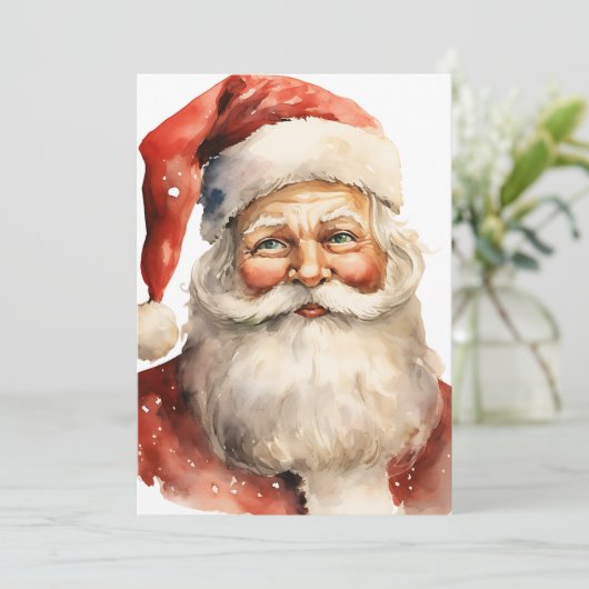 Invitation Retro Noël Père Noël Texte du parti sur le dos (Debout devant)