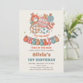 Invitation Retro Noël Père Noël UN premier anniversaire (Debout devant)