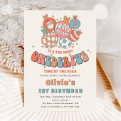 Invitation Retro Noël Père Noël UN premier anniversaire