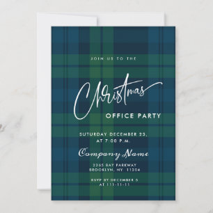 Invitation Retro Noël Plaid Entreprise Fête
