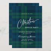 Invitation Retro Noël Plaid Entreprise Fête (Devant / Derrière)