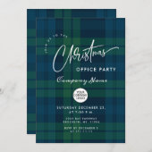 Invitation Retro Noël Plaid Entreprise Fête (Devant / Derrière)