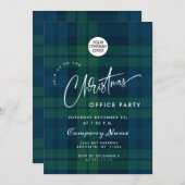 Invitation Retro Noël Plaid Entreprise Fête (Devant / Derrière)