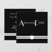 Invitation Rétro noir et blanc d'anniversaire d'art déco (Devant / Derrière)
