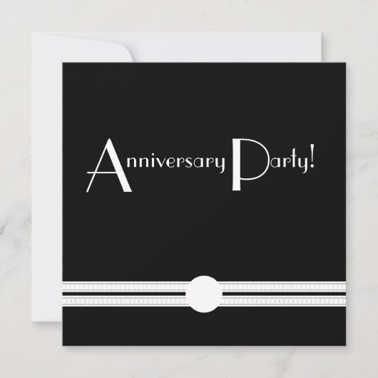 Invitation Rétro noir et blanc d'anniversaire d'art déco (Devant)