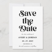 Invitation Retro Noir et Blanc Mariage Enregistrer la date (Devant)