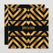 Invitation Rétro Noir Or Exotique 2 (Devant / Derrière)
