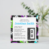 Invitation Rétro noir orienté d'invitation de fête (Debout devant)