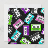 Invitation Rétro noir orienté d'invitation de fête (Dos)