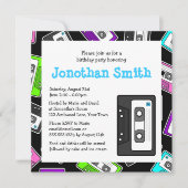 Invitation Rétro noir orienté d'invitation de fête (Devant)