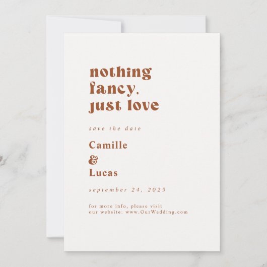 Invitation Retro Nothing Fancy just love save date (Devant)