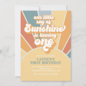 Invitation Rétro Notre Petit Garçon Soleil Premier Anniversai (Devant)