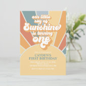 Invitation Rétro Notre Petit Garçon Soleil Premier Anniversai (Debout devant)