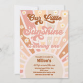 Invitation Retro Notre Petit Soleil 1ère fête d'anniversaire (Devant)