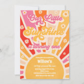 Invitation Retro Notre Petit Soleil 1ère fête d'anniversaire (Devant)