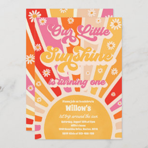 Invitation Retro Notre Petit Soleil 1ère fête d'anniversaire