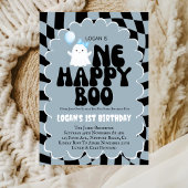 Invitation Retro One Happy Boo Boy 1er Anniversaire Photo Par