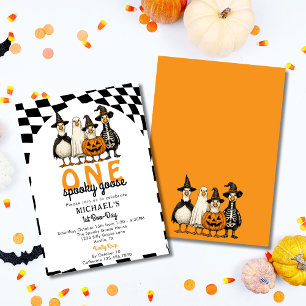 Invitation Retro One Spooky Goose Halloween 1er Anniversaire