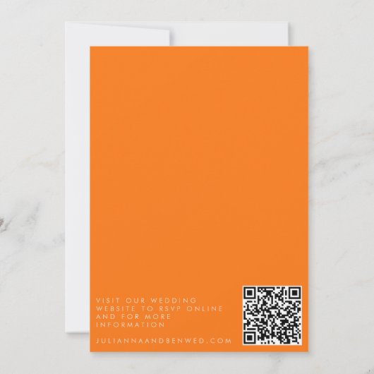 Invitation Retro Orange Abstract Check Wedding QR Code RSVP (Dos)