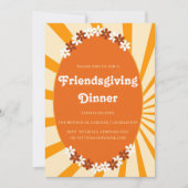INVITATION RETRO ORANGE FLORAL FRIENDSGIVING (Devant)