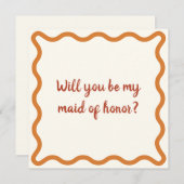 Invitation Rétro Orange Maid of Honor Proposition Bordure ond (Devant / Derrière)