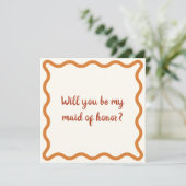 Invitation Rétro Orange Maid of Honor Proposition Bordure ond (Debout devant)