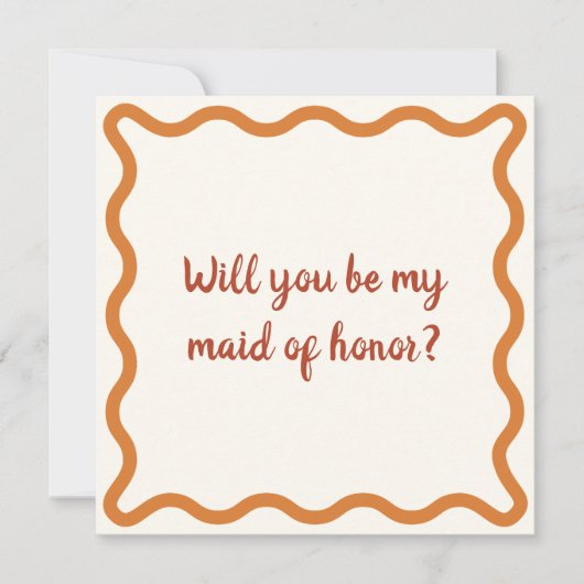 Invitation Rétro Orange Maid of Honor Proposition Bordure ond (Devant)