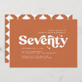 Invitation Rétro orange moderne minimaliste 70e anniversaire (Devant / Derrière)