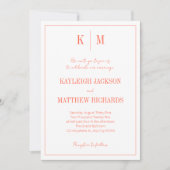 Invitation Retro Orange Red Monogram Elegant Wedding  (Devant)