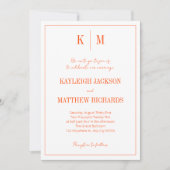 Invitation Retro Orange Red Monogram Elegant Wedding  (Devant)