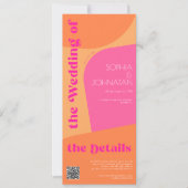 Invitation Retro orange rose abstrait mariage rsvp détails (Devant)