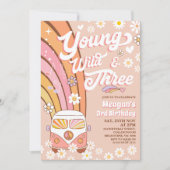Invitation Retro Orange Young Wild et trois 3e anniversaire (Devant)
