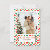 Invitation Retro Ornament Pattern Merry Christmas Photo Card (Devant)