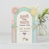 Invitation Retro Palm Springs Save the Date | Groovy (Debout devant)