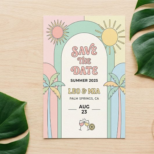 Invitation Retro Palm Springs Save the Date | Groovy