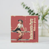 Invitation rétro partie de bachelorette de pays occidental de (Debout devant)