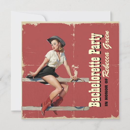 Invitation rétro partie de bachelorette de pays occidental de (Devant)