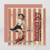 Invitation rétro partie de bachelorette de pays occidental de (Devant / Derrière)