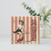 Invitation rétro partie de bachelorette de pays occidental de (Debout devant)