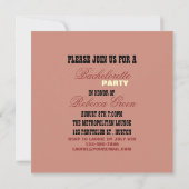 Invitation rétro partie de bachelorette de pays occidental de (Dos)