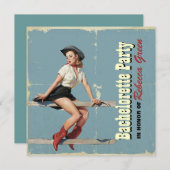 Invitation rétro partie de bachelorette de pays occidental de (Devant / Derrière)
