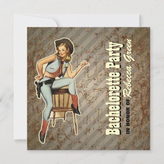 Invitation rétro partie de bachelorette de pays occidental de (Devant)